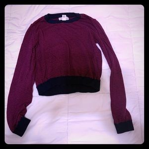 Slightly cropped striped purplish/blue sweater